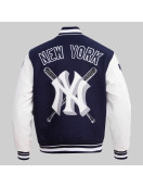 Men's NY Yankees MLB Mashup Rib Wool Midnight Navy and White Varsity Jacket