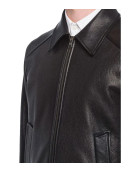 Men’s Black Elasticated Bomber Leather Jacket