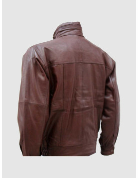 Men’s Chocolate Brown Leather Bomber Jacket