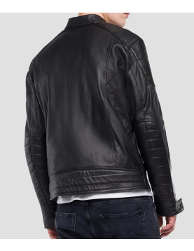 Men’s Crust Motorcycle Leather Jacket with Zipper Pockets