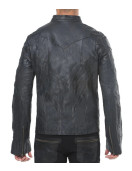 Men’s Designer Black Lambskin Leather Jacket with Front Pockets and Studs