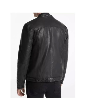 Men’s John Band Collar Leather Jacket