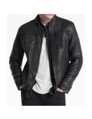 Men’s John Band Collar Leather Jacket