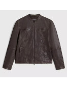 Men’s John Band Collar Leather Jacket