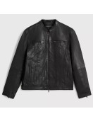 Men’s John Band Collar Leather Jacket