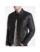 Men’s John Band Collar Leather Jacket