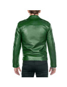 Men’s Shinny Green Leather Biker Jacket