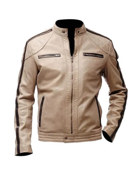 Mens Brown Stripped Beige Jacket