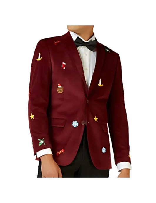 Mens Christmas Burgundy Blazer