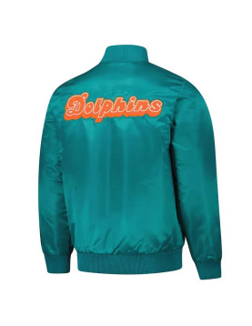 Miami Dolphins Exclusive Aqua Varsity Satin Jacket