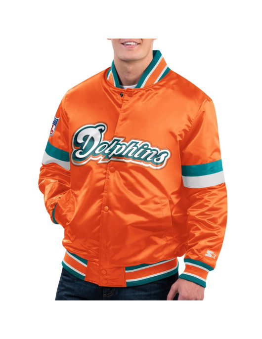 Miami Dolphins Gridiron Classics Home Game Orange Satin Jacket