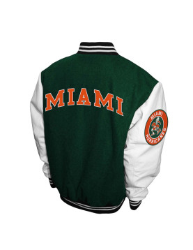 Miami Hurricanes Graduate Green and White Varsity Jacket