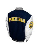 Michigan Wolverines Graduate Navy and White Varsity Jacket