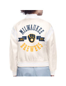 Milwaukee Brewers Printed Logo Varsity Satin Jacket