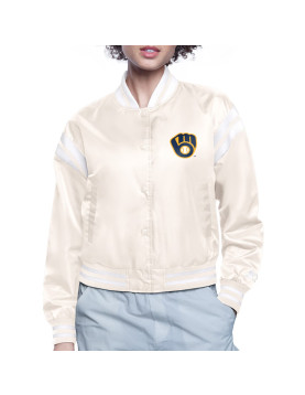 Milwaukee Brewers Printed Logo Varsity Satin Jacket