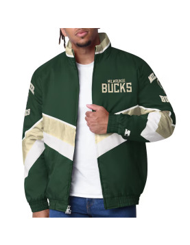 Milwaukee Bucks Captain Hunter Green Varsity Satin Jacket