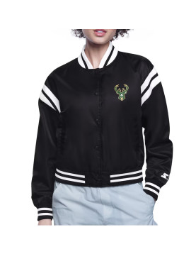 Milwaukee Bucks Printed Logo Varsity Satin Jacket