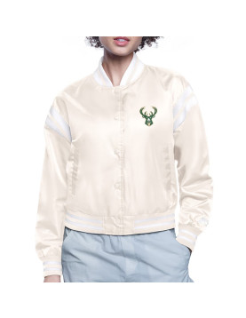 Milwaukee Bucks Printed Logo Varsity Satin Jacket