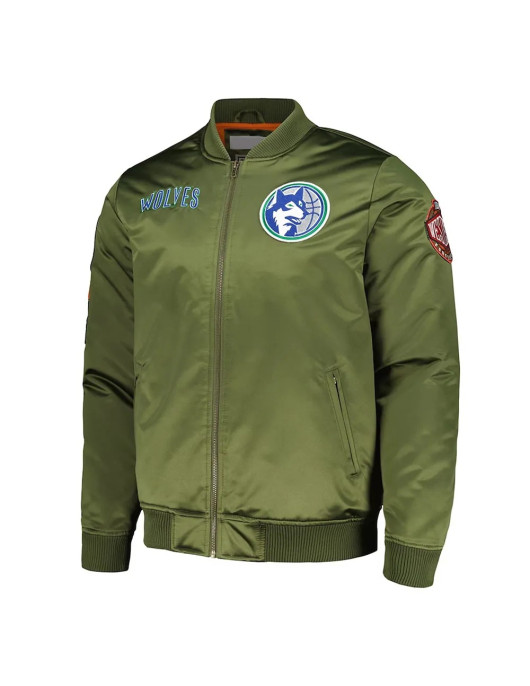 Minnesota Timberwolves Hardwood Classics Retro Green Satin Jacket