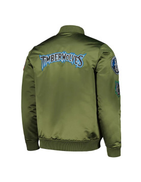 Minnesota Timberwolves Hardwood Classics Retro Green Satin Jacket