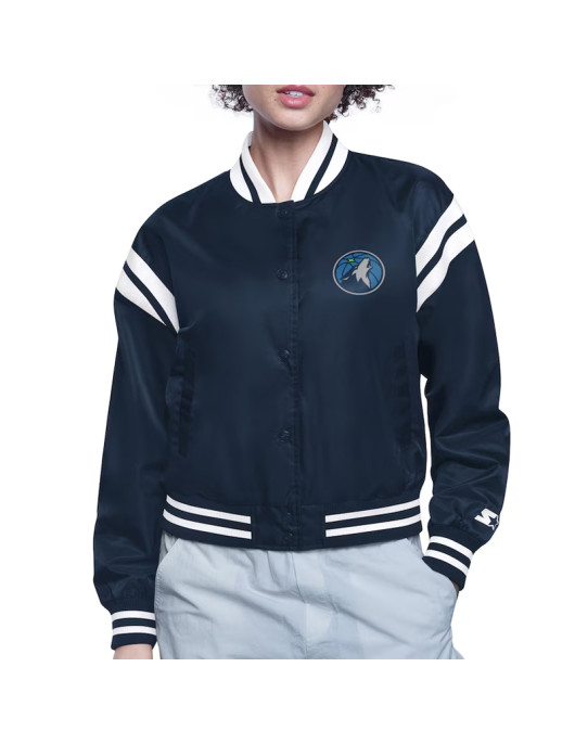 Minnesota Timberwolves Printed Logo Varsity Satin Jacket