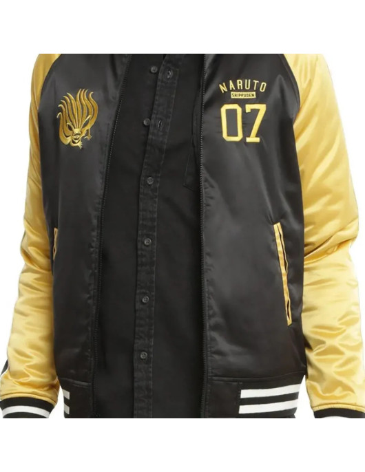 Naruto Shippuden Satin Black Varsity Jacket