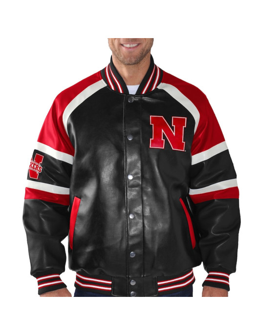 Nebraska Cornhuskers Defense Varsity Leather Jacket