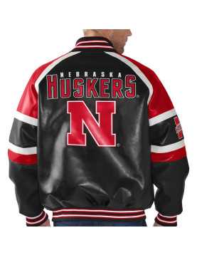 Nebraska Cornhuskers Defense Varsity Leather Jacket