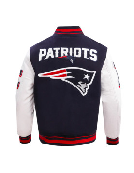 New England Patriots Mashup Rib Varsity Wool/Leather Jacket