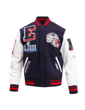 New England Patriots Mashup Rib Varsity Wool/Leather Jacket