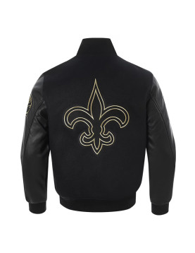 New Orleans Saints Full-Zip Black Varsity Jacket