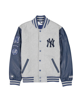 New York Or Nowhere Gray and Navy Varsity Jacket