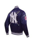 New York Yankees MLB Men's Mashup Rib Navy Blue Satin Jacket