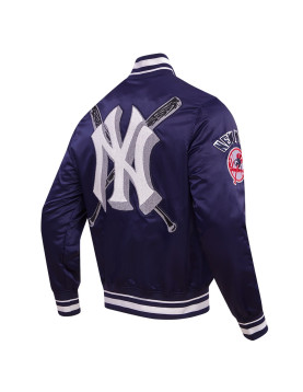 New York Yankees MLB Men's Mashup Rib Navy Blue Satin Jacket