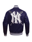 New York Yankees MLB Men's Mashup Rib Navy Blue Satin Jacket