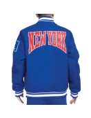 NY Giants Crest Emblem Blue Varsity Jacket