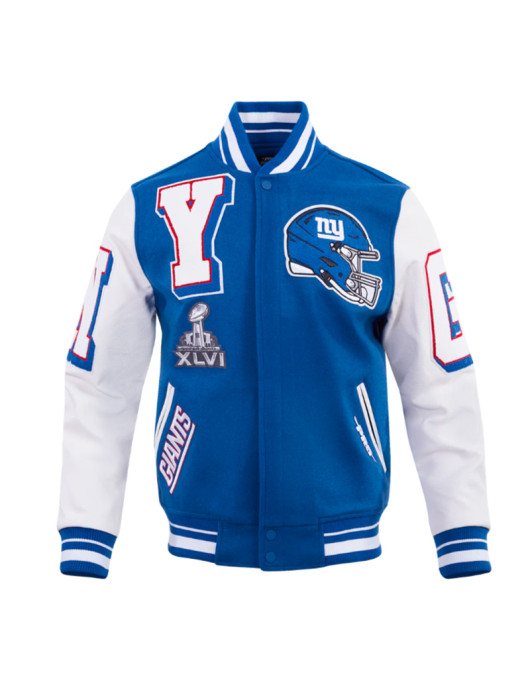 NY Giants Mashup Rib Varsity Wool/Leather Jacket