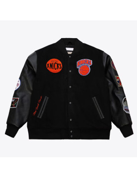 NY Knicks Black Out Team Logo Varsity Jacket