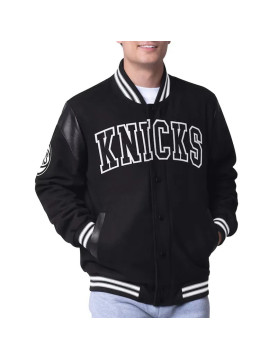 NY Knicks Clutch Hitter Black Varsity Jacket