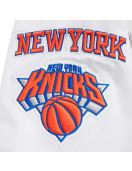 NY Knicks Mashup Classic Rib White Satin Jacket