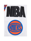 NY Knicks Mashup Classic Rib White Satin Jacket