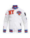 NY Knicks Mashup Classic Rib White Satin Jacket