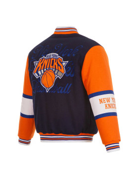 NY Knicks Navy and Orange Varsity Wool Jacket