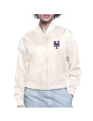 NY Mets Printed Logo Black Varsity Satin Jacket