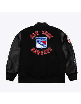 NY Rangers Black Out Team Logo Varsity Jacket