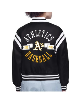 Oakland Athletics Printed Logo Varsity Satin Jacket