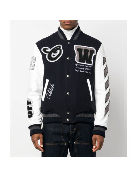 Off-White Cryst Moon Phase Black Varsity Jacket