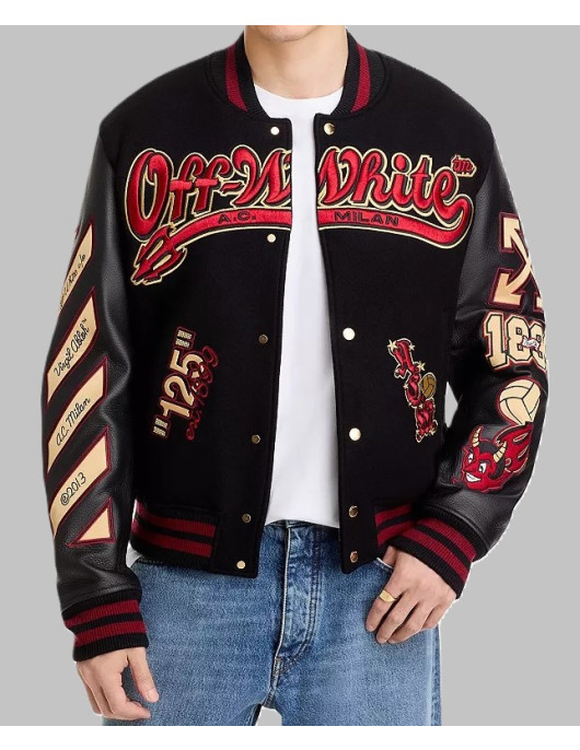 Off-White x AC Milan 125th Anniversary Varsity Jacket