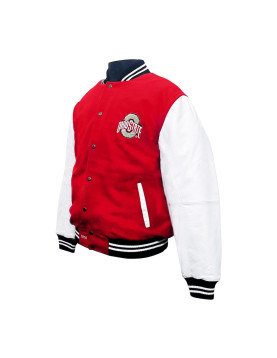 Ohio State Buckeyes Red &amp; White Full-Snap Wool Jacket 