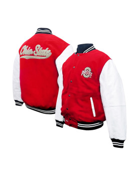 Ohio State Buckeyes Red &amp; White Full-Snap Wool Jacket 